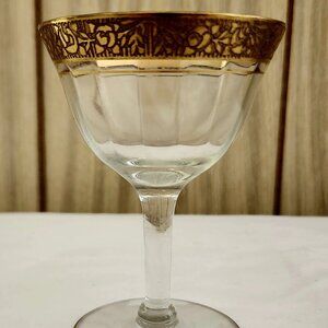Tiffin Glass cocktail glasses 1920s gold trim set of 4